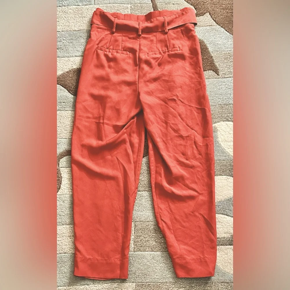 Madewell Linen-Blend Paperbag Pants in Burnt Orange